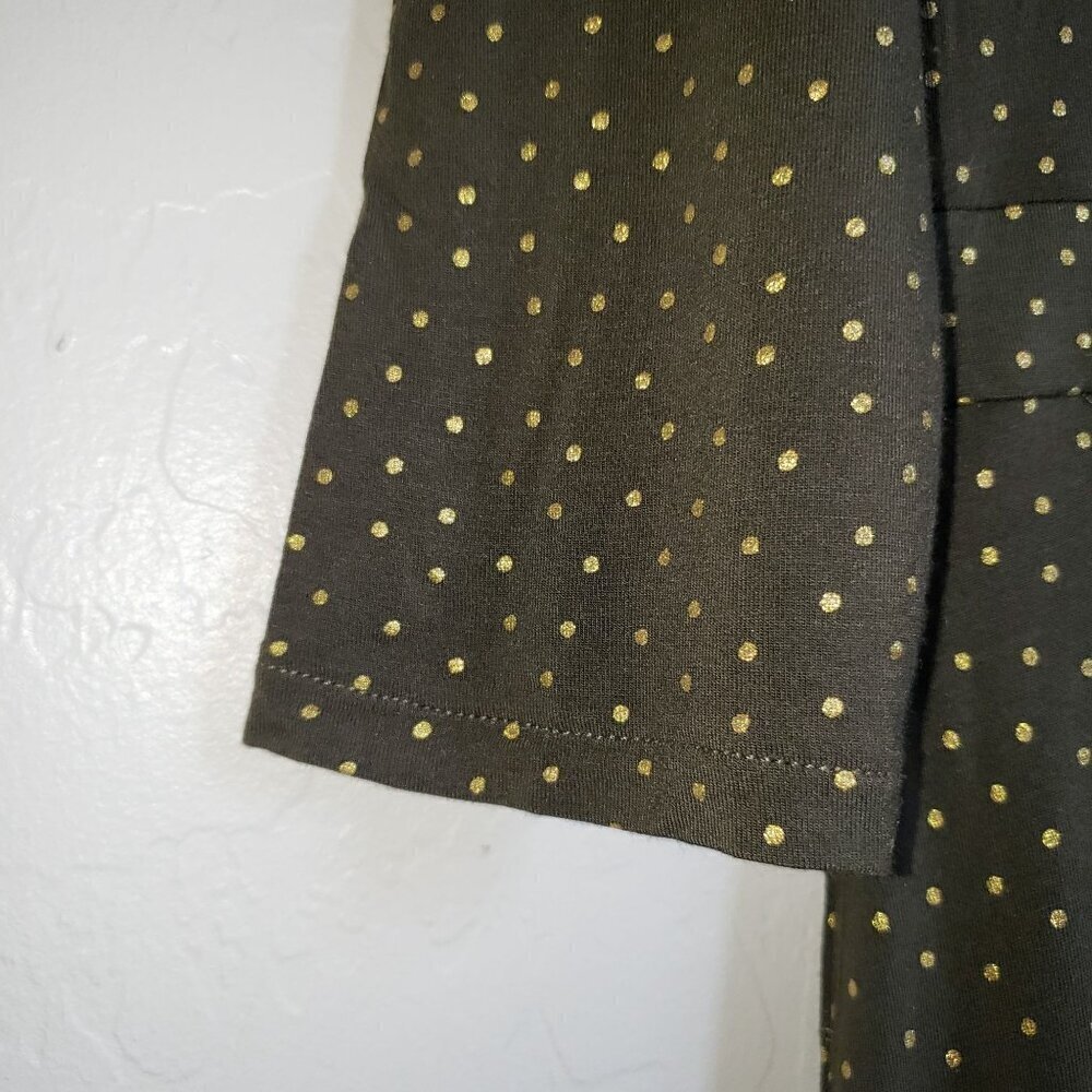 Boden Coraline Jersey V-Neck Midi Dress Metallic Gold Polka Dot Olive Womens 10R - Picture 7 of 12